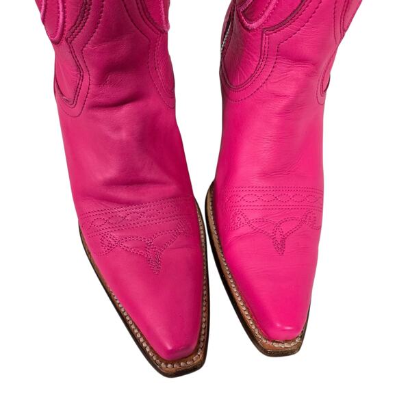 Corral Western Boots Pink Fuchsia Snip Cowboy Cowgirl Tall Leather Embroidery 8 - Picture 5 of 16